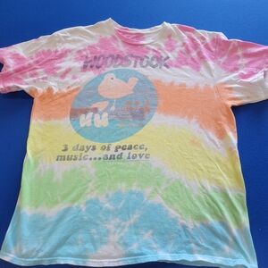 2016 Liquid Blue Tie-dye Woodstock Short Sleeve Tee / Size XL / Crew Neck